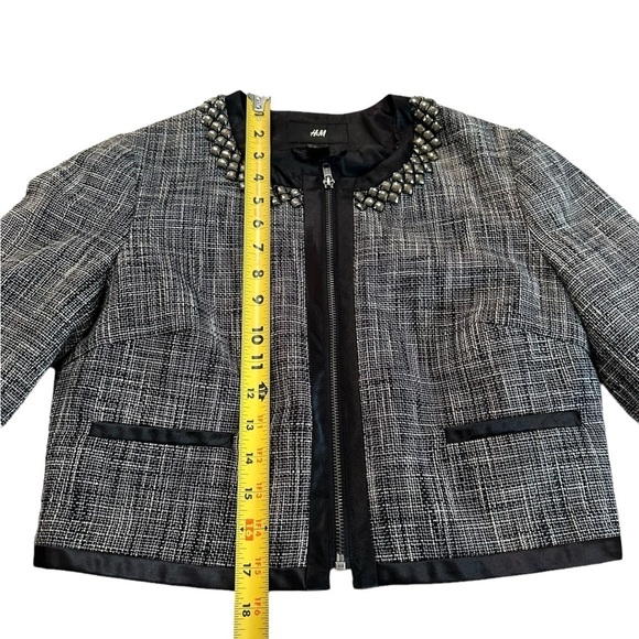 H&M Cropped Black White Blazer Size 8 - Picture 12 of 17